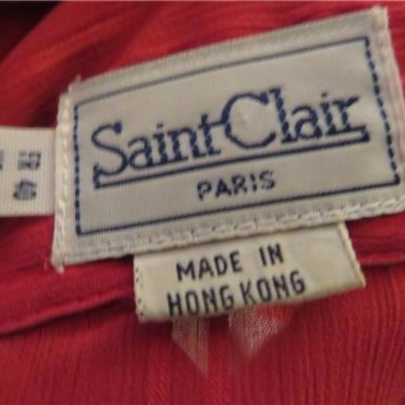 SAINT CLAIR RED STRIPED LONG SLEEVE BLOUSE - SZ 8 - Picture 4 of 4